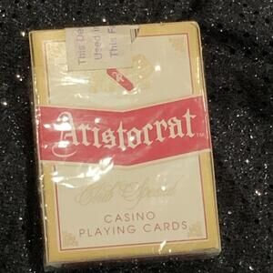 Vintage Reno HIlton Game Used Casino Playing Cards Gold/Tan Deck Aristocrat Club